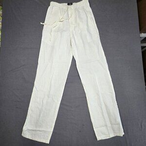 Threads Saks Fifth Avenue White Linen Drawstring Pants Womens Small Relaxed Fit